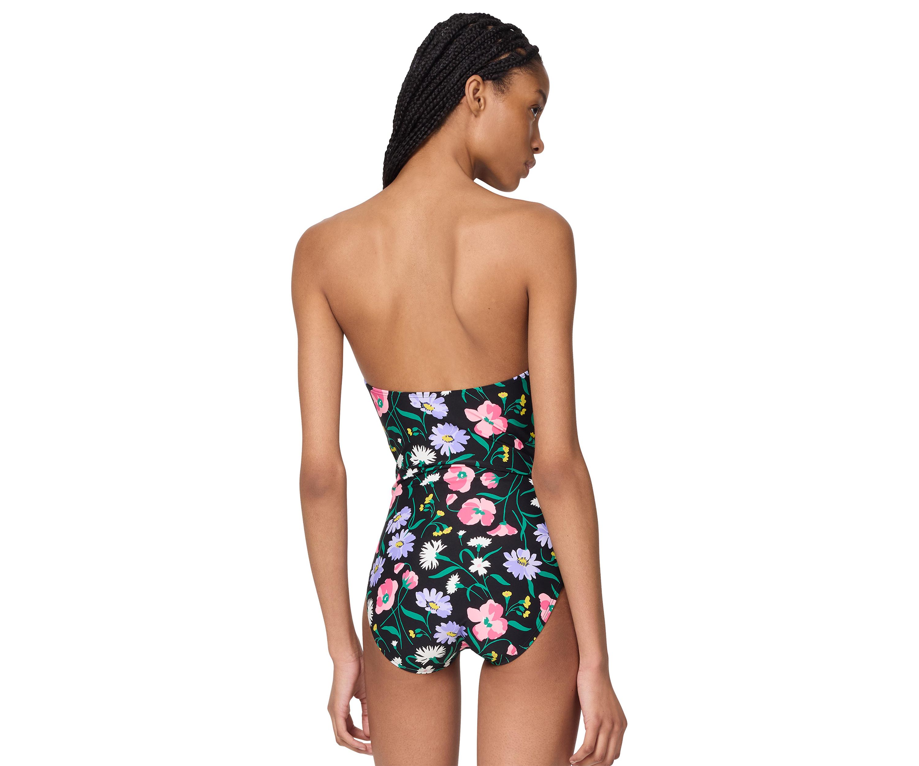 Floral Bandeau Cut Out One Piece Swimsuit