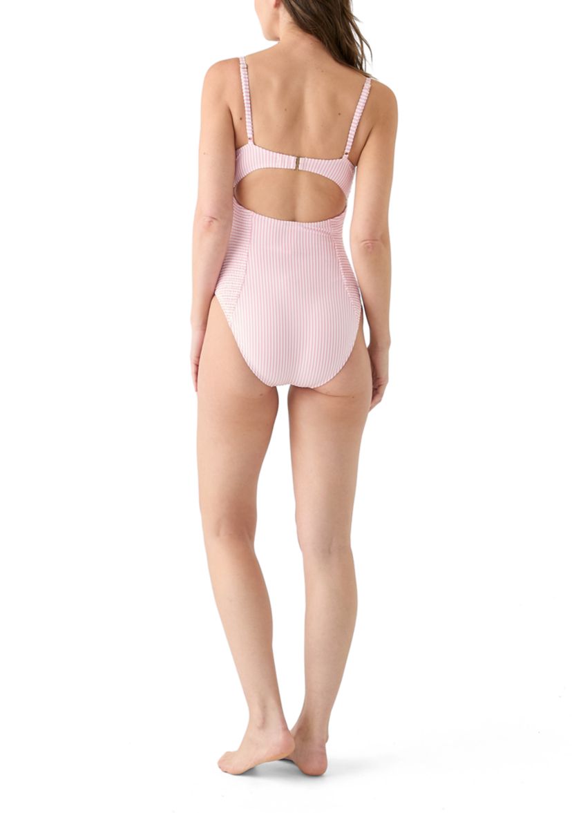 Tide Stripe Smocked One Piece Swimsuit