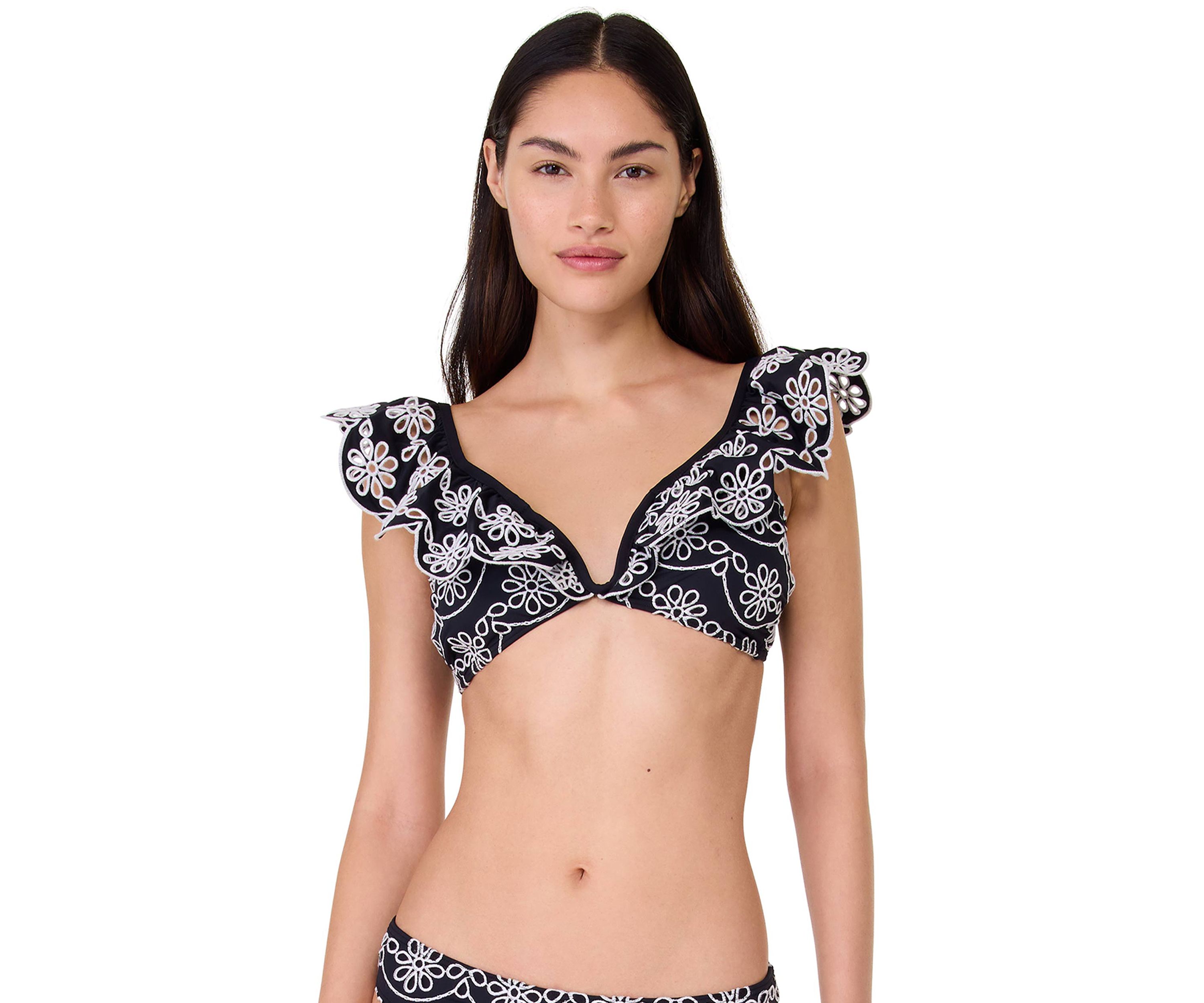 Eyelet Ruffle Swim Bikini Top