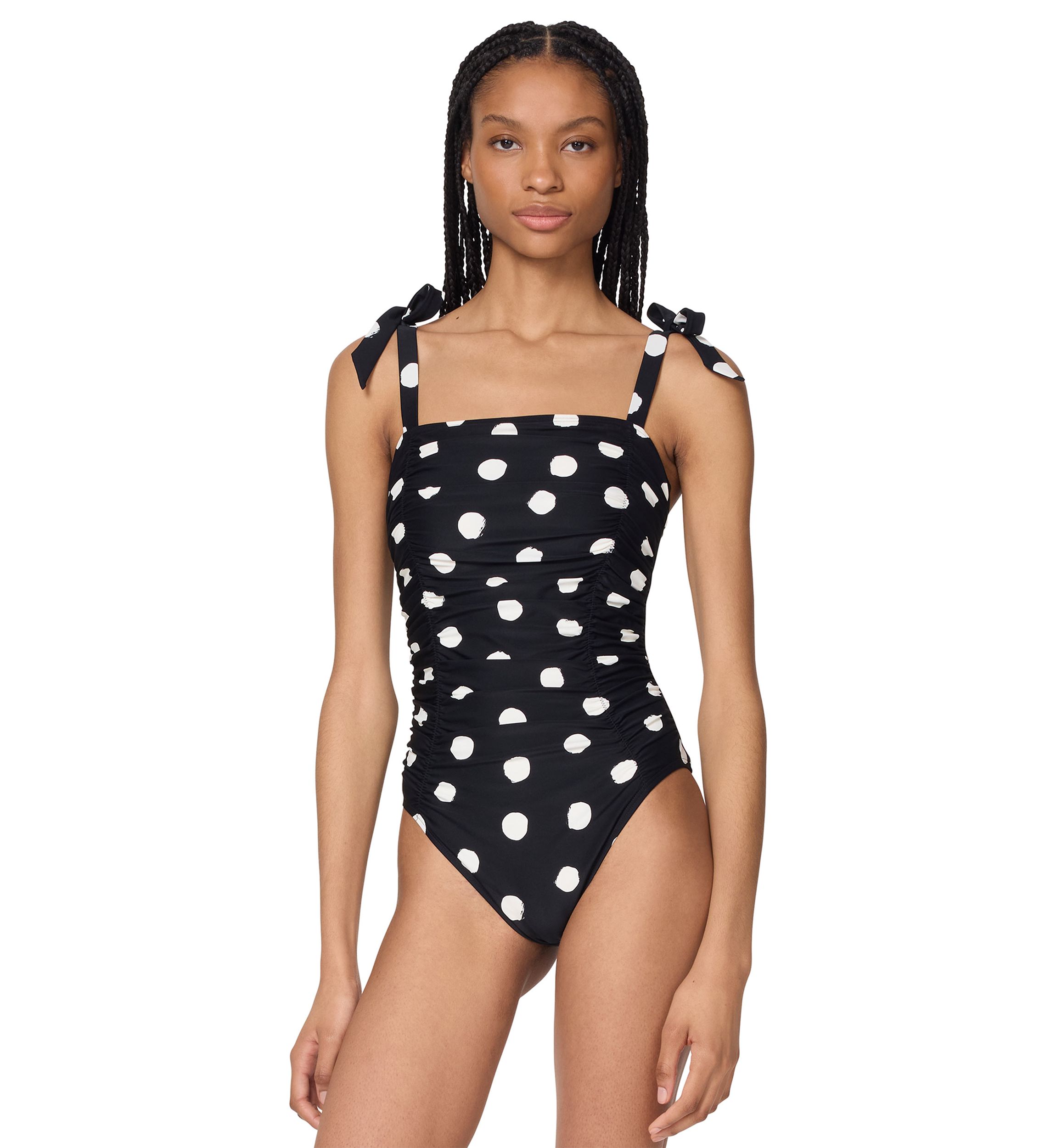 Shirred Dot One Piece Swimsuit