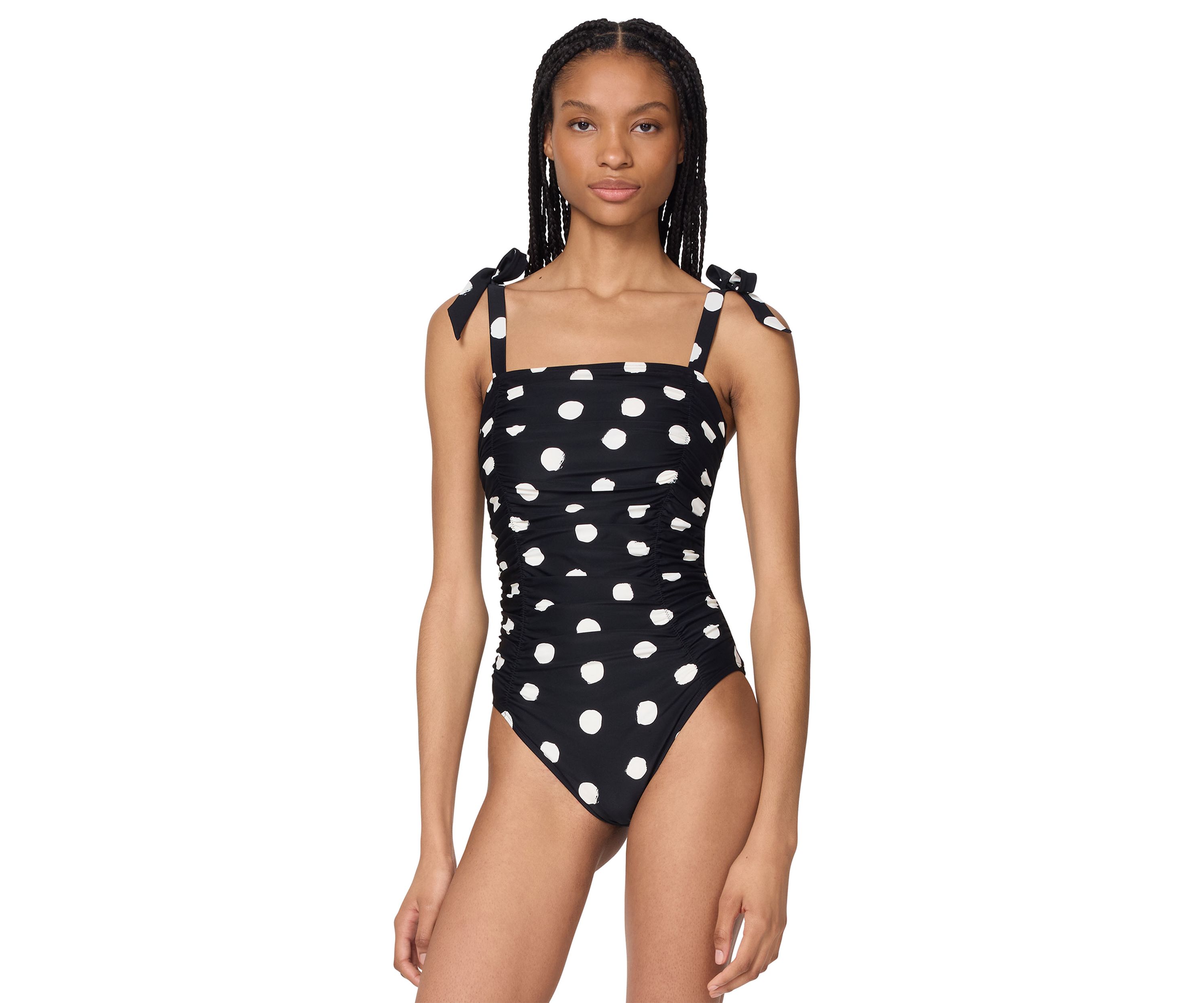 Shirred Dot One Piece Swimsuit