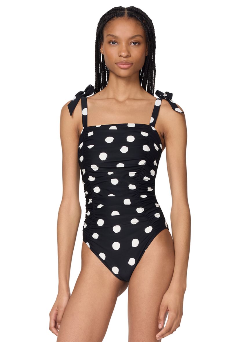 Shirred Dot One Piece Swimsuit