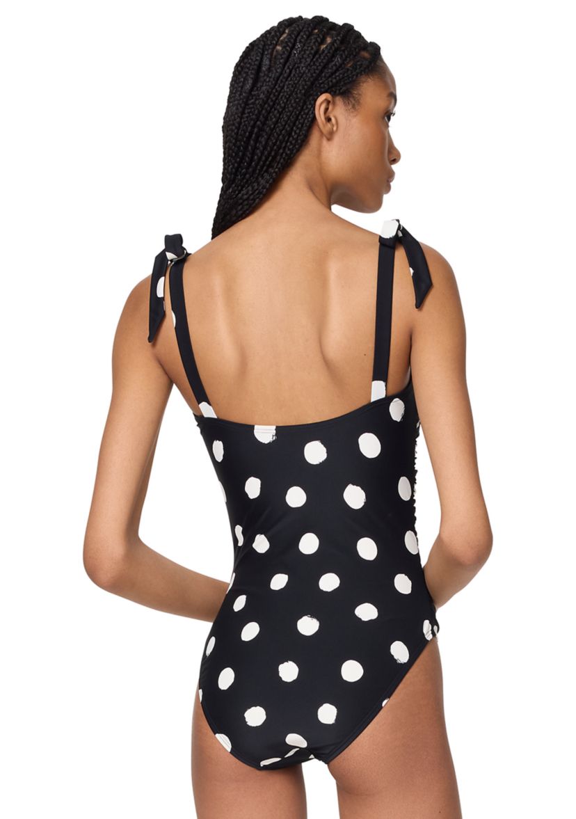 Shirred Dot One Piece Swimsuit