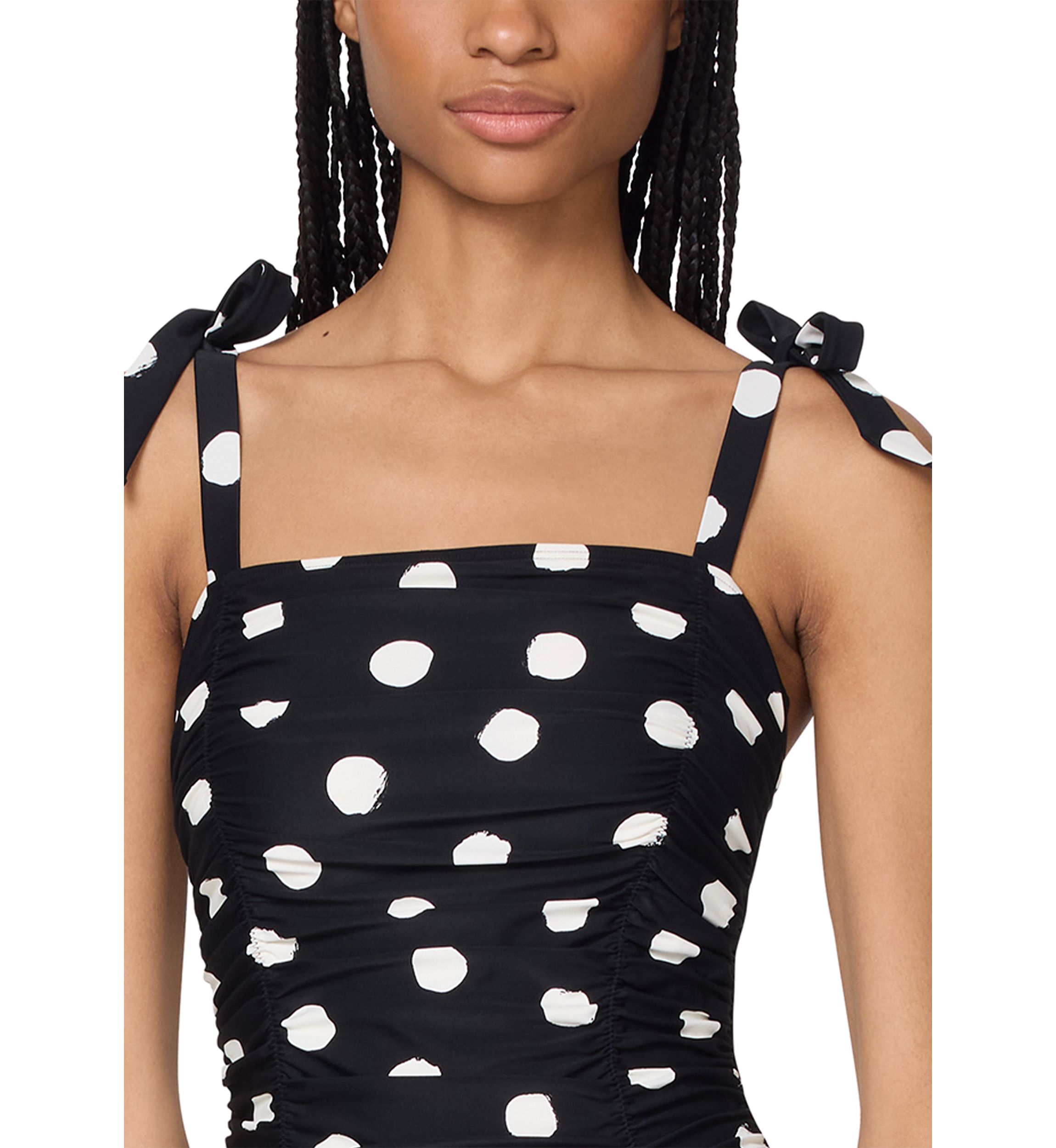 Shirred Dot One Piece Swimsuit