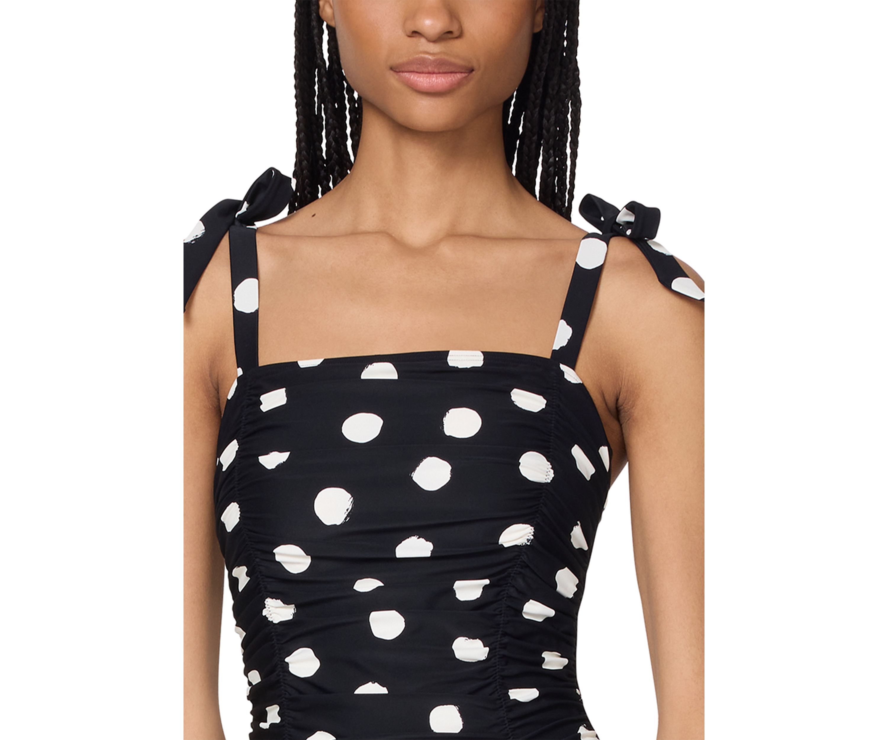 Shirred Dot One Piece Swimsuit