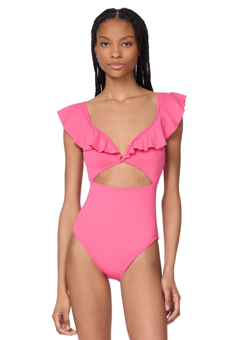 Ruffle V-Wire One Piece Swimsuit 