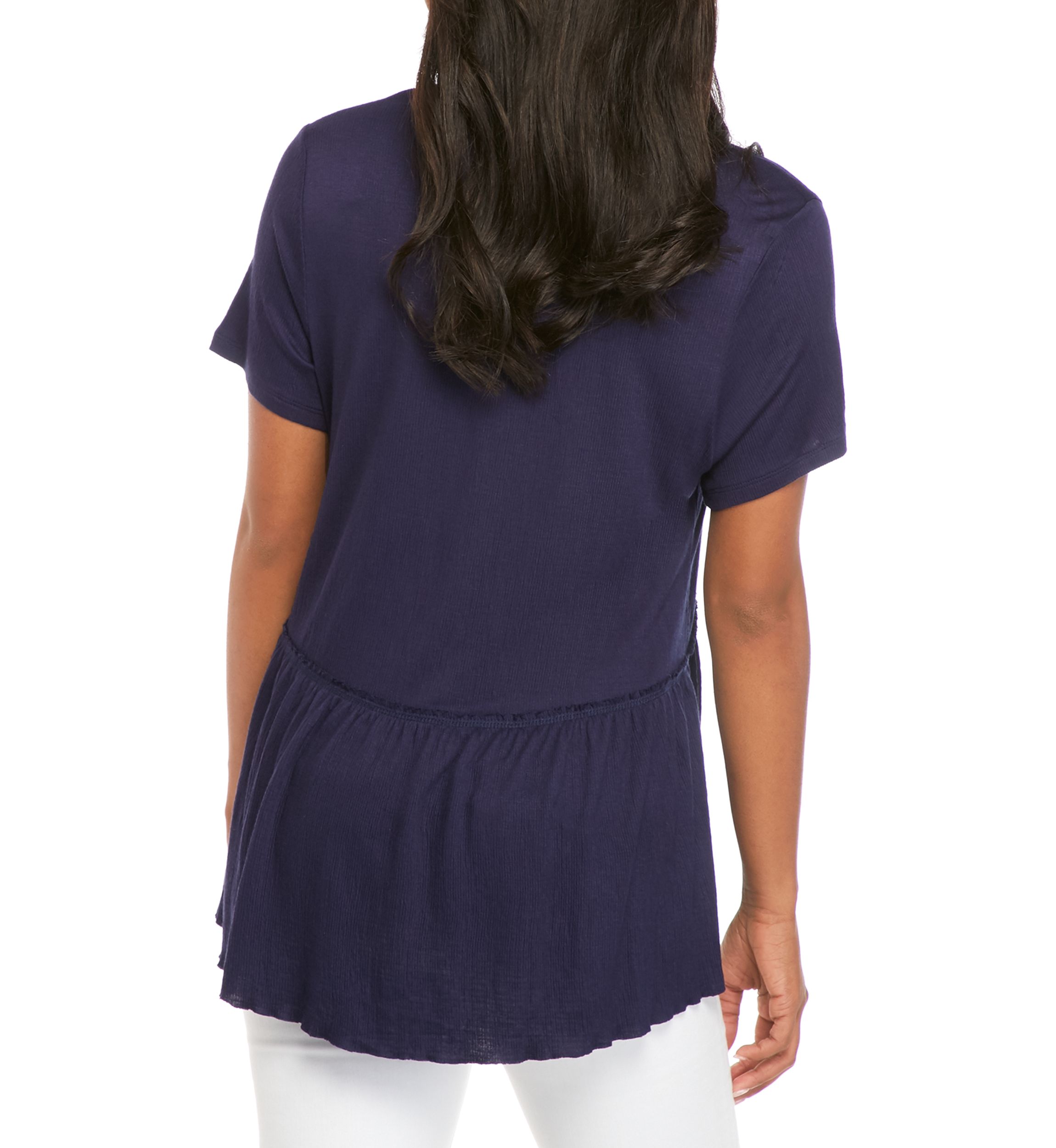 Juniors Short Sleeve Babydoll Blouse