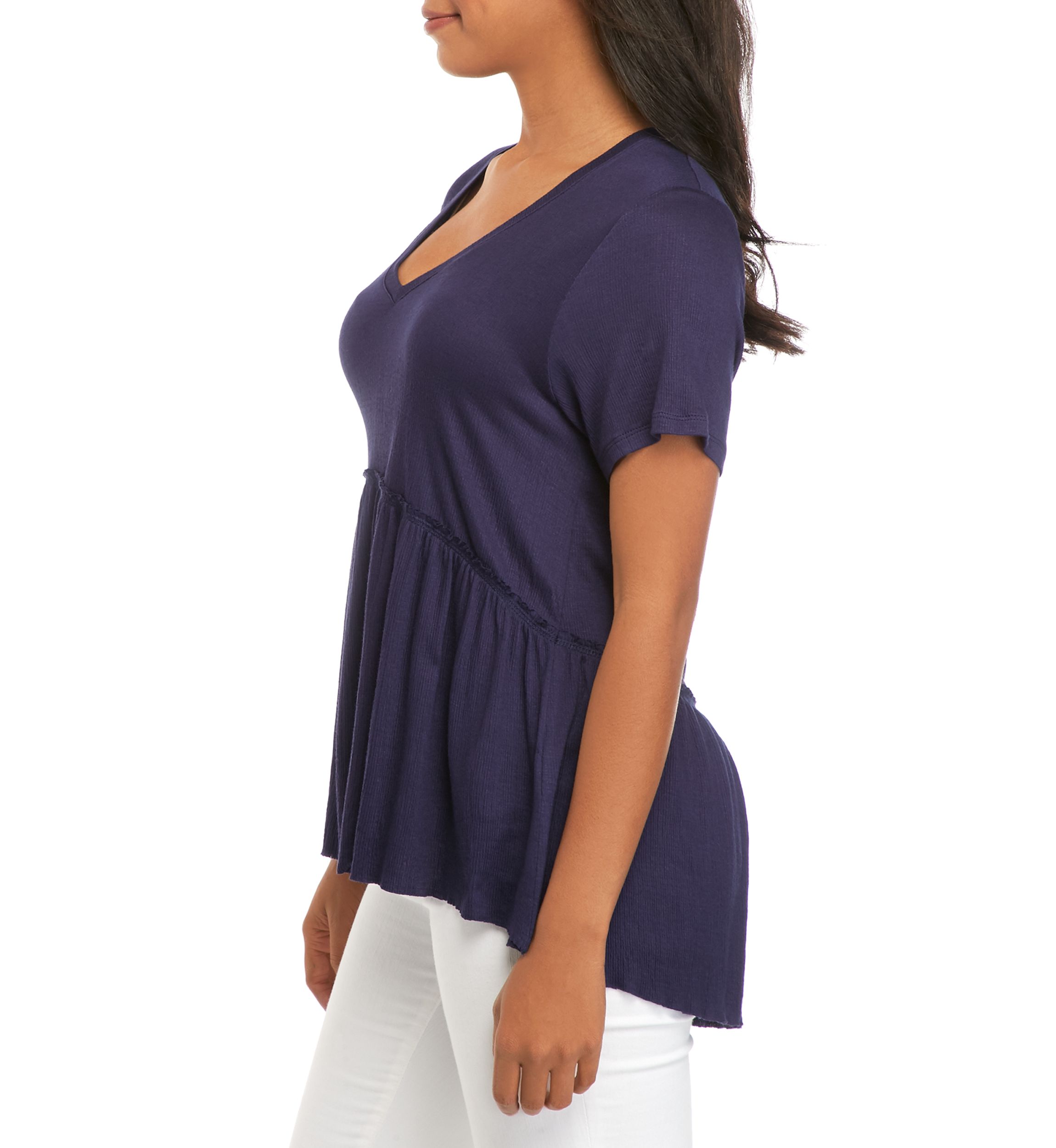 Juniors Short Sleeve Babydoll Blouse