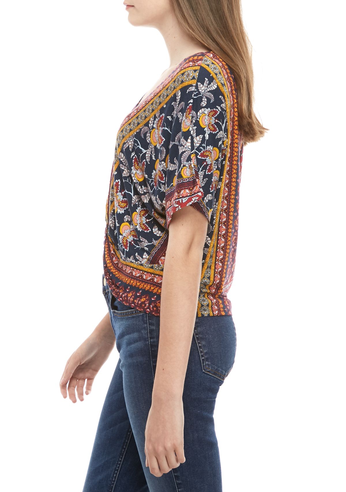 Twist Front V Neck Top