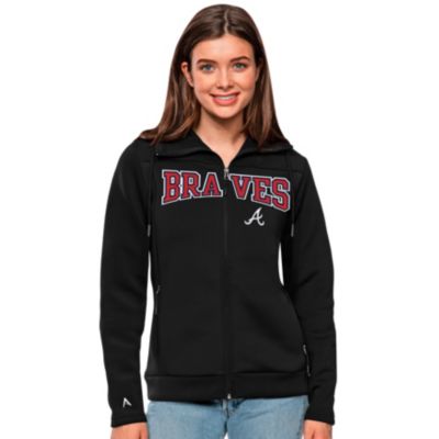 Antigua MLB Atlanta Braves Women's Protect Full Zip Hood, Black, Medium -  0196982849376