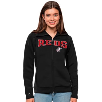 Antigua MLB Cincinnati Reds Women's Protect Full Zip Hood, Black, Medium -  0196982850914