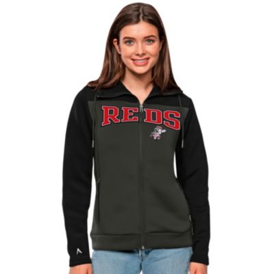 Antigua MLB Cincinnati Reds Women's Protect Full Zip Hood, Black, Small -  0196982850976