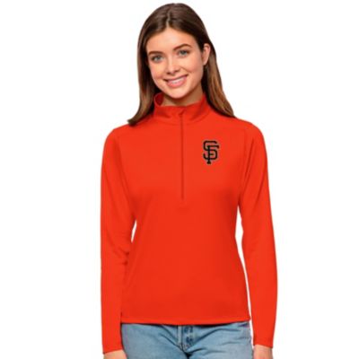 Antigua Women's MLB San Francisco Giants Tribute Quarter-Zip Pullover Top, Orange, XXL