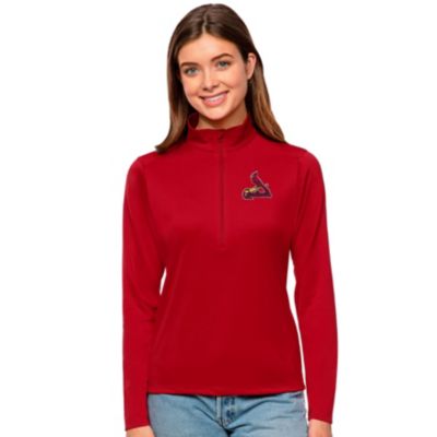Antigua Women's MLB St. Louis Cardinals Tribute Quarter-Zip Pullover Top, Red, XXL