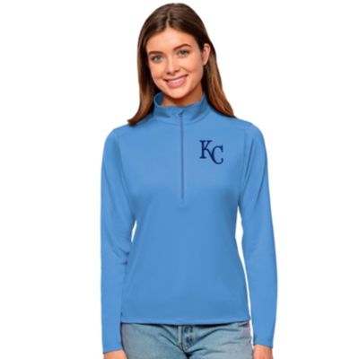 Antigua Women's MLB Kansas City Royals Tribute Quarter-Zip Pullover Top, Light Blue, XXL