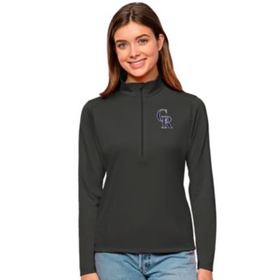 Antigua MLB Colorado Rockies Tribute Quarter-Zip Pullover Top, Grey, XXL