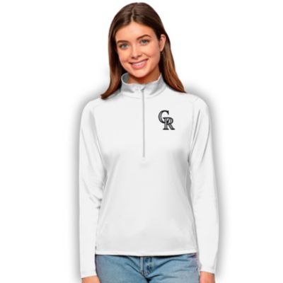 Antigua MLB Colorado Rockies Tribute Quarter-Zip Pullover Top, White, XXL