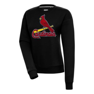 Antigua Women's MLB St. Louis Cardinals Victory Chenille Pullover Sweatshirt, Black, 2XL