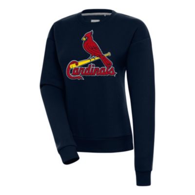 Antigua Women's MLB St. Louis Cardinals Victory Chenille Pullover Sweatshirt, Navy Blue, XL