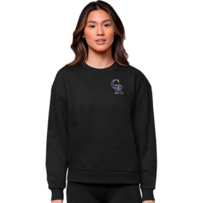 Antigua MLB Colorado Rockies Women's Victory Crew, Black, XXL