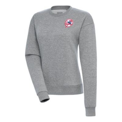 Antigua Women's MLB New York Yankees Cooperstown Victory Crewneck Pullover Sweatshirt, Gray, XXL