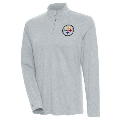 Antigua NFL Pittsburgh Steelers Women's Confront 1/4 Zip Pullover, Gray, XXL -  0197872093749