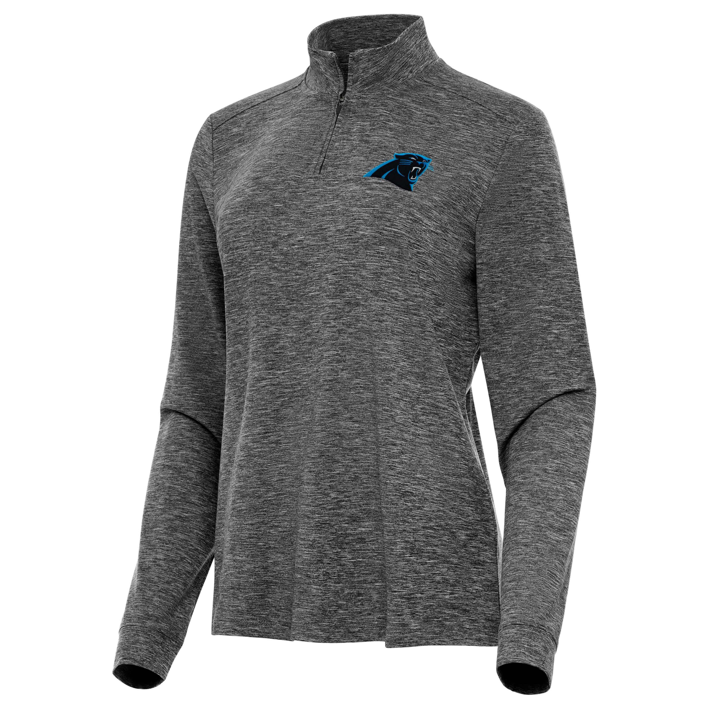 Antigua NFL Carolina Panthers Womens Mentor Long-Sleeve 1/4 Zip Mock Polo