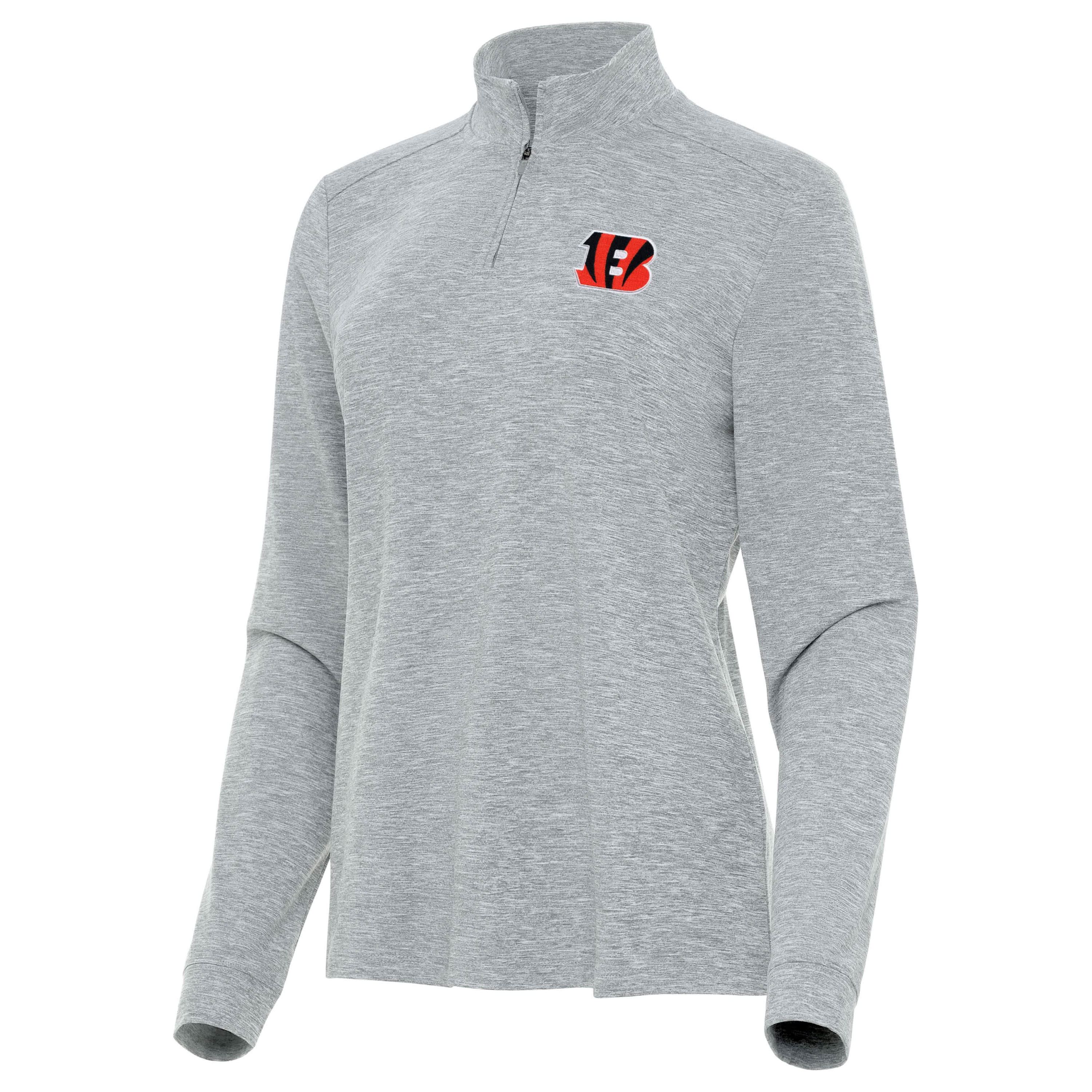 Antigua NFL Cincinnati Bengals Womens Mentor Long-Sleeve 1/4 Zip Mock Polo