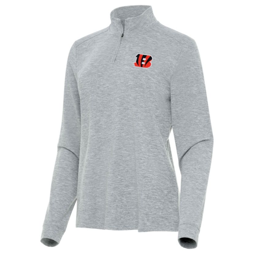 Antigua NFL Cincinnati Bengals Womens Mentor Long-Sleeve 1/4 Zip Mock Polo