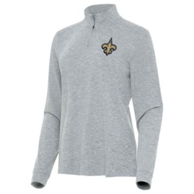 Antigua NFL New Orleans Saints Women's Mentor Long-Sleeve 1/4 Zip Mock Polo, Grey, XS