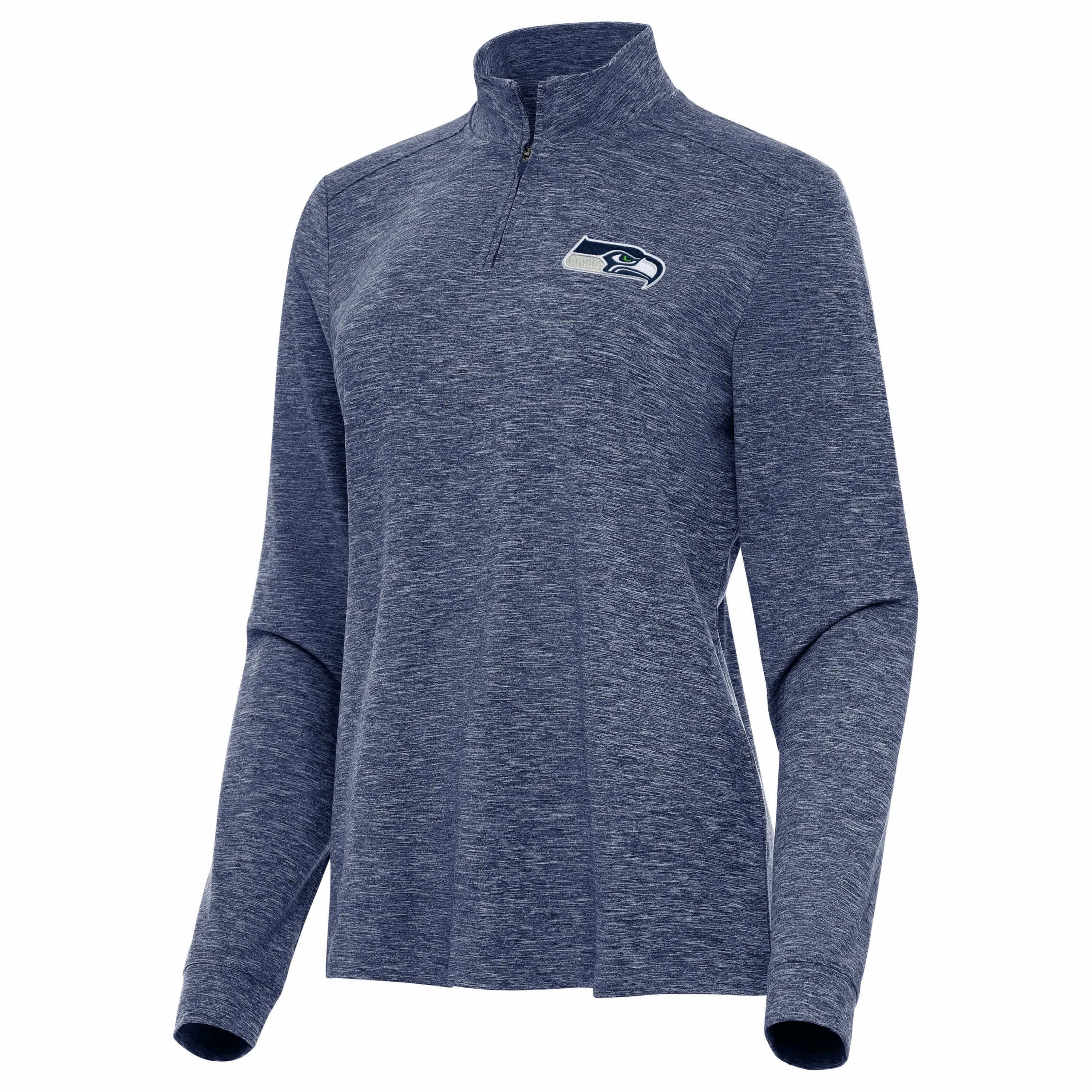 Antigua NFL Seattle Seahawks Womens Mentor Long-Sleeve 1/4 Zip Mock Polo