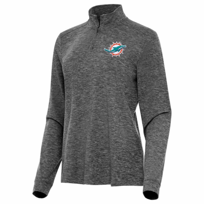 Antigua NFL Miami Dolphins Womens Mentor Long-Sleeve 1/4 Zip Mock Polo