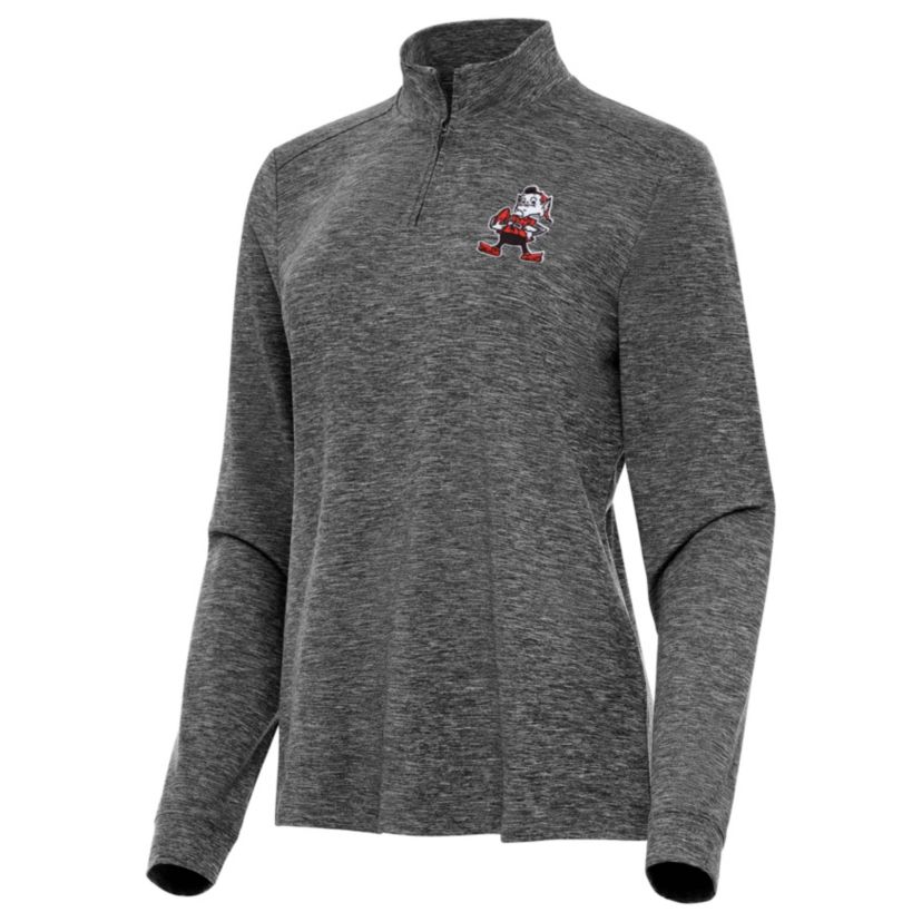 Antigua NFL Cleveland Browns Womens Mentor Long-Sleeve 1/4 Zip Mock Polo