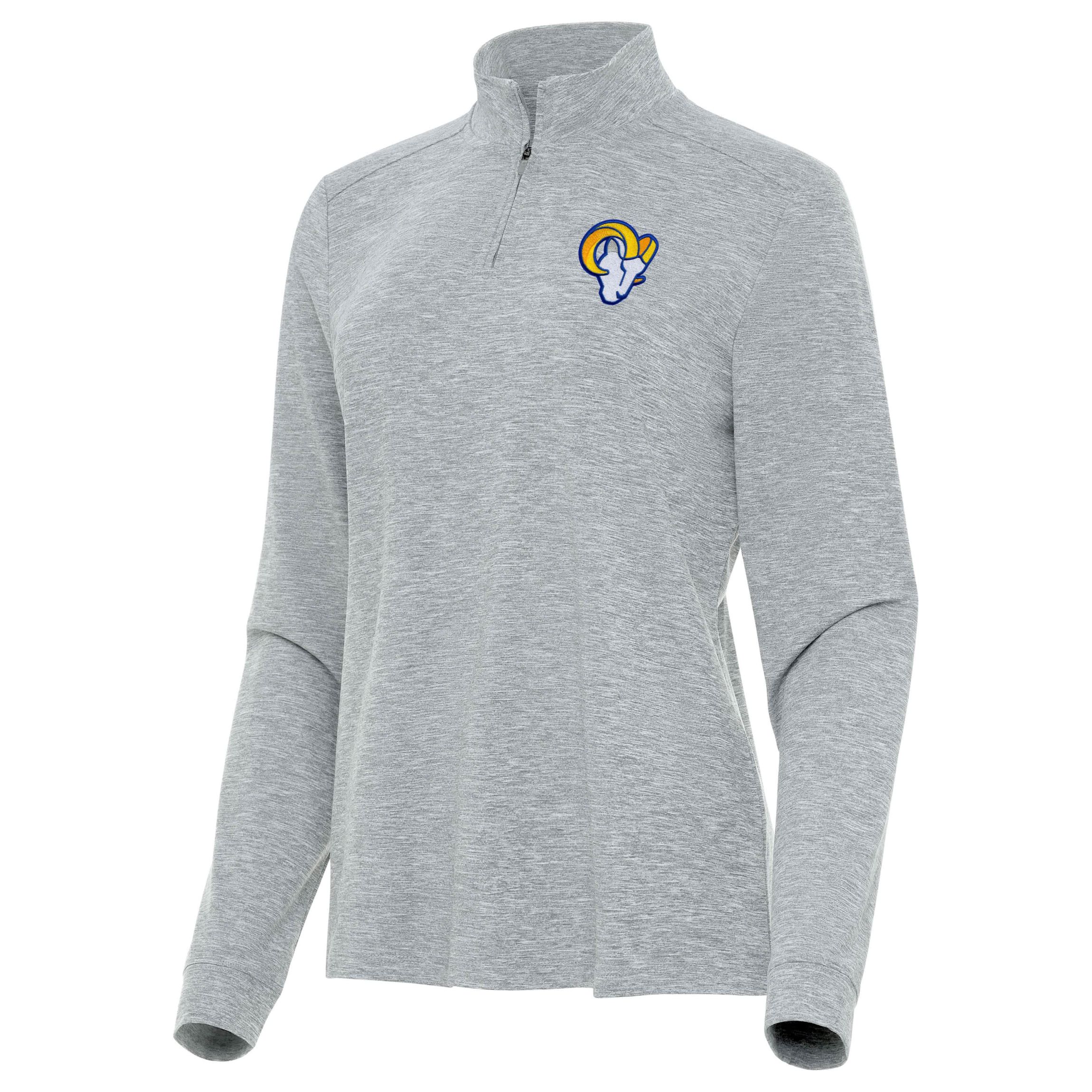 Antigua NFL Los Angeles Rams Womens Mentor Long-Sleeve 1/4 Zip Mock Polo