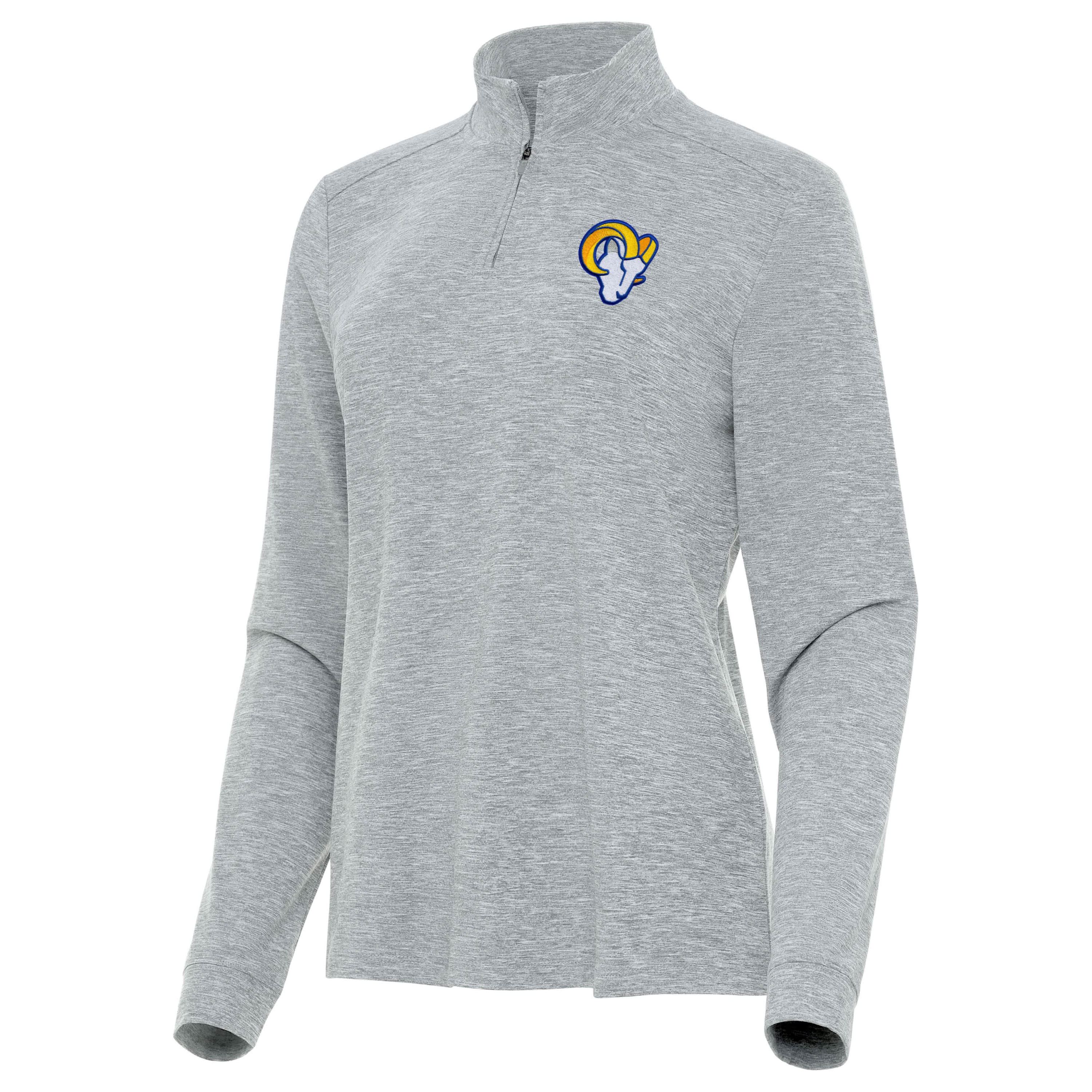 Antigua NFL Los Angeles Rams Womens Mentor Long-Sleeve 1/4 Zip Mock Polo