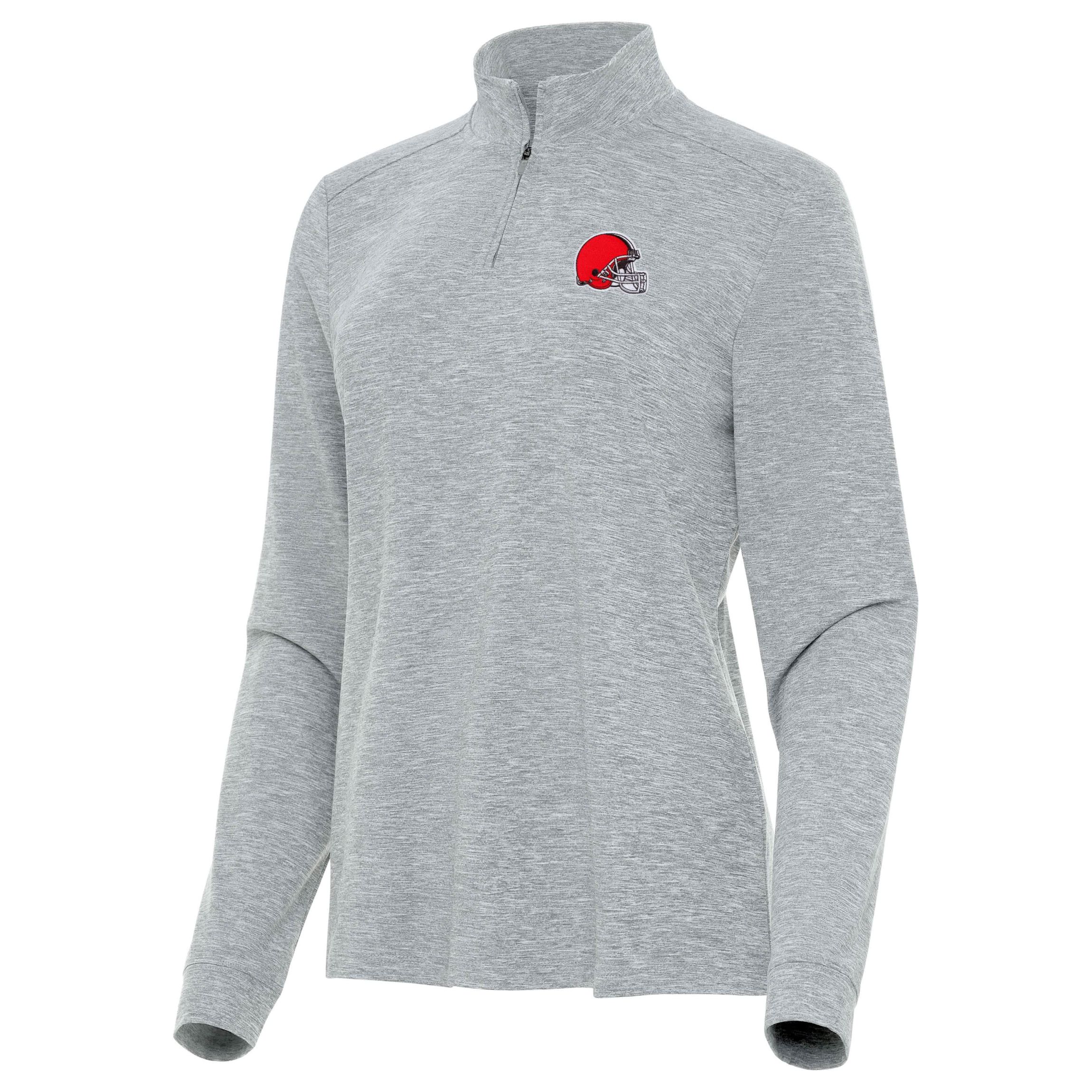 Antigua NFL Cleveland Browns Womens Mentor Long-Sleeve 1/4 Zip Mock Polo