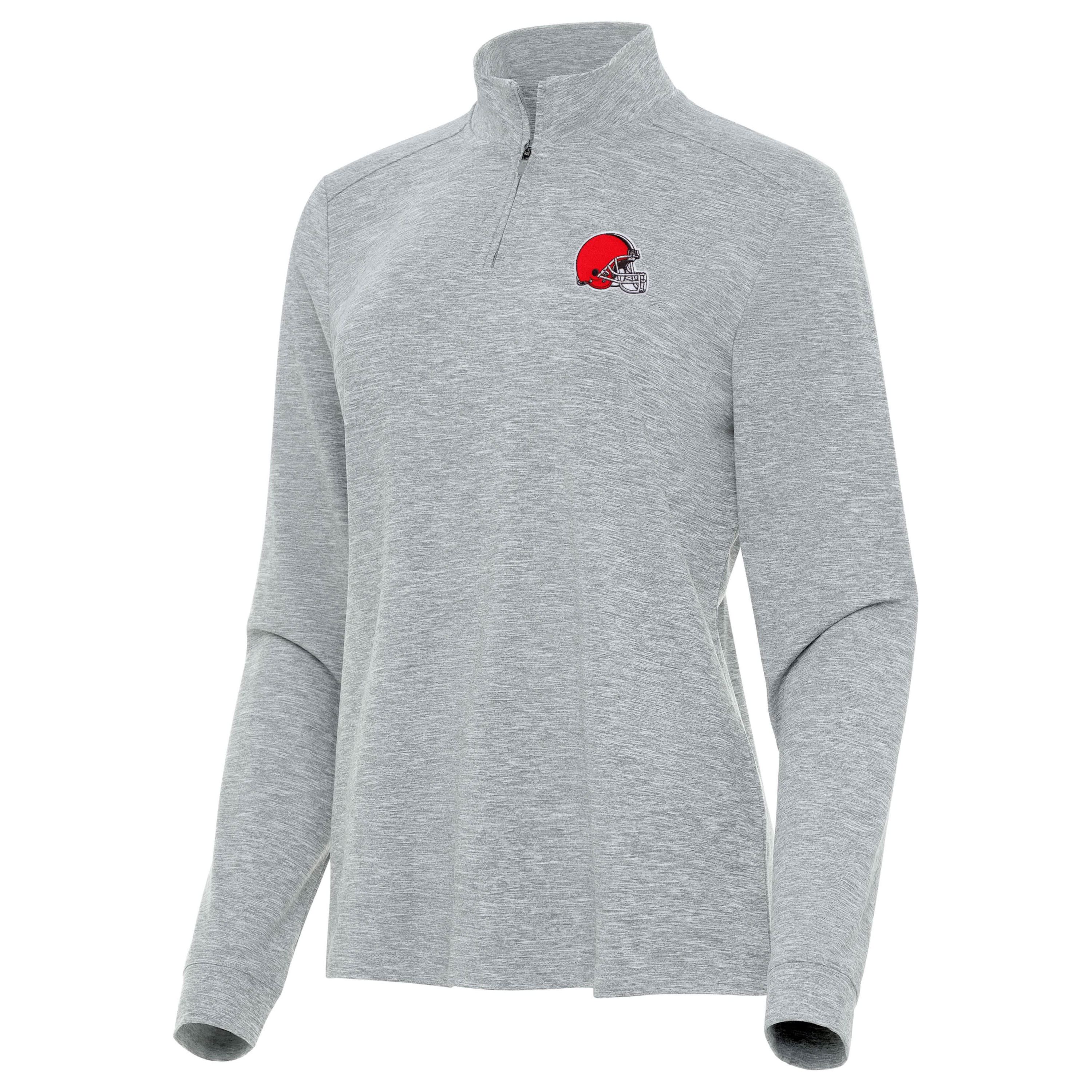Antigua NFL Cleveland Browns Womens Mentor Long-Sleeve 1/4 Zip Mock Polo