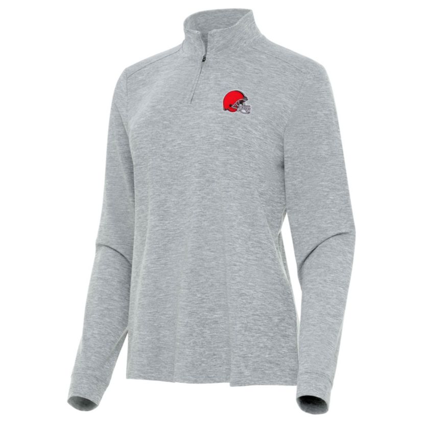 Antigua NFL Cleveland Browns Womens Mentor Long-Sleeve 1/4 Zip Mock Polo