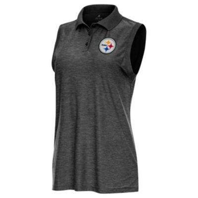 Antigua NFL Pittsburgh Steelers Women's Recap Sleeve-Less Polo, Black, XS