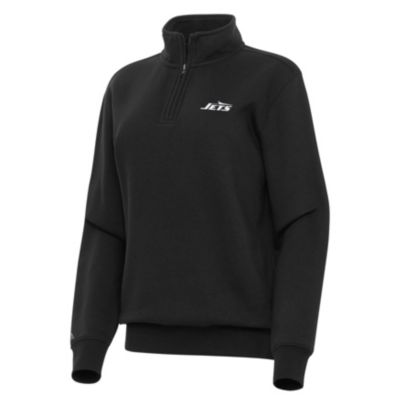 Antigua NFL New York Jets Women's Victory 1/4 Zip Pullover, Black, Large
