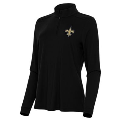 Antigua NFL New Orleans Saints Women's Intent 1/4 Zip Pullover, Black, XS