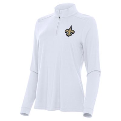 Antigua NFL New Orleans Saints Women's Intent 1/4 Zip Pullover, White, XXL