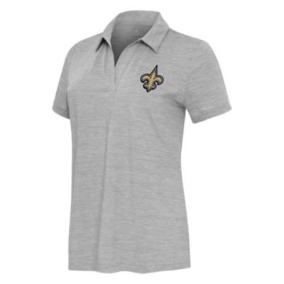 Antigua NFL New Orleans Saints Women's Layout V-Neck Polo, Grey, XS