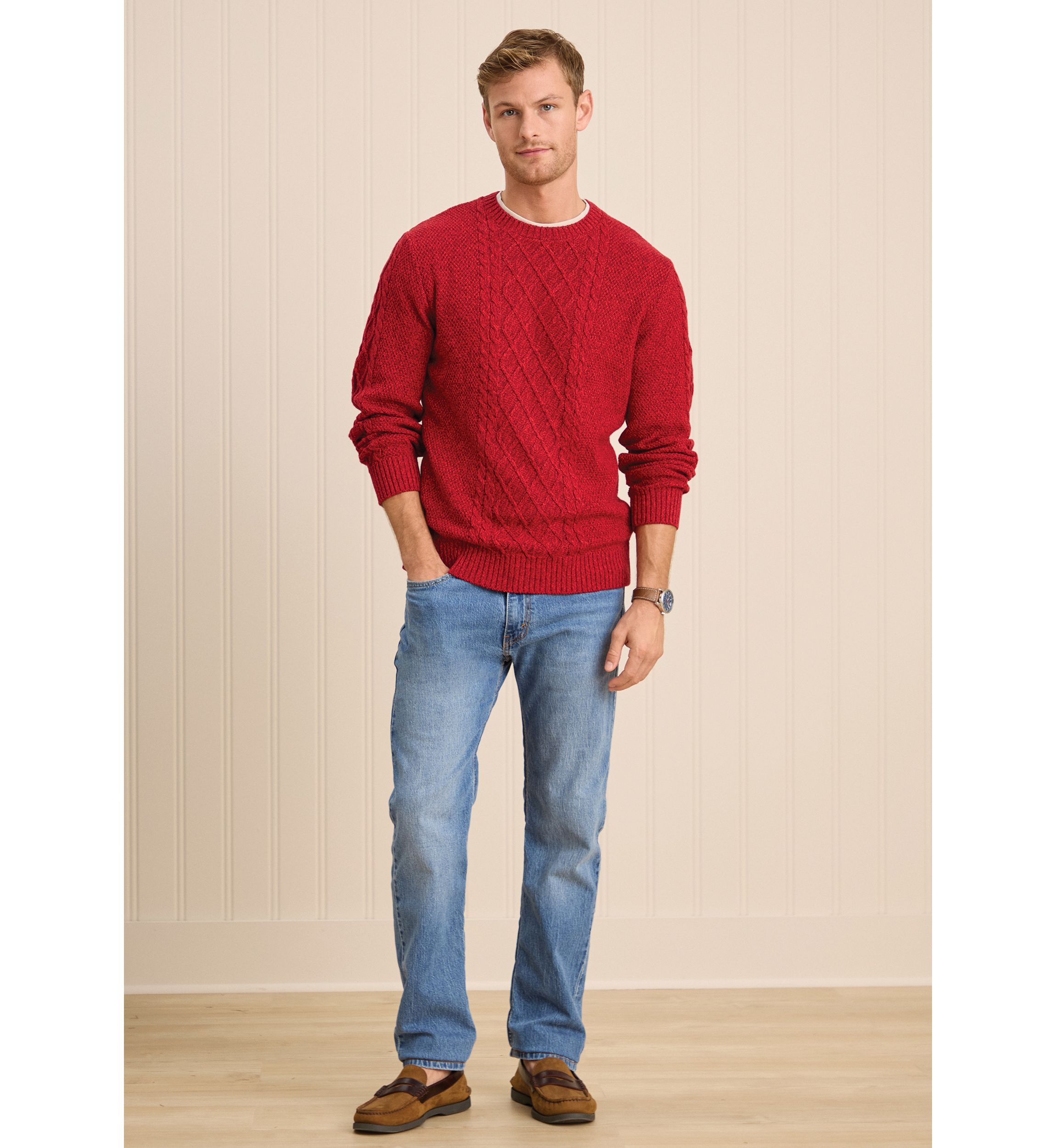 Sewing Down South x Crown & Ivy™ Cable Knit Crewneck Sweater
