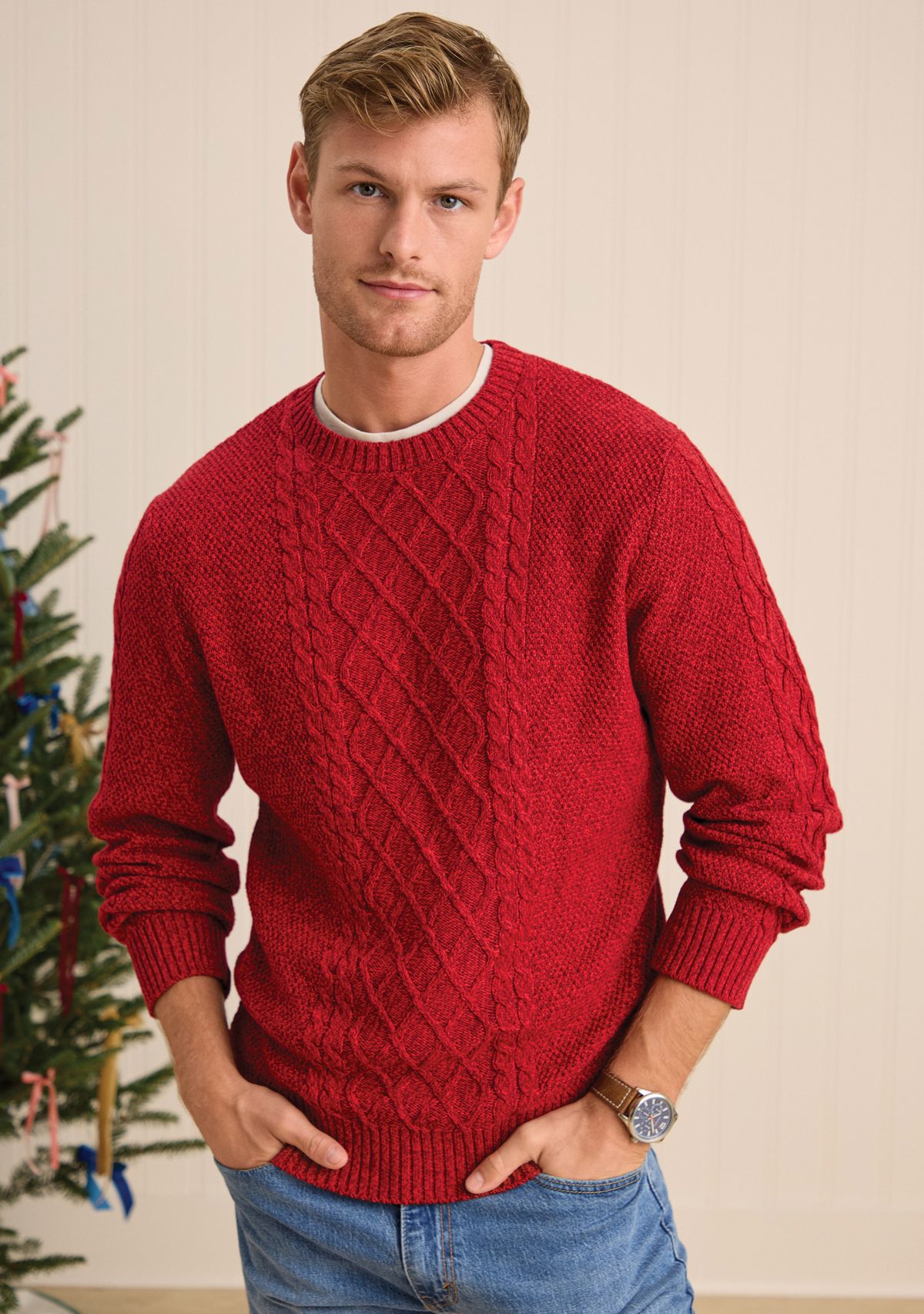 Sewing Down South x Crown & Ivy™ Cable Knit Crewneck Sweater