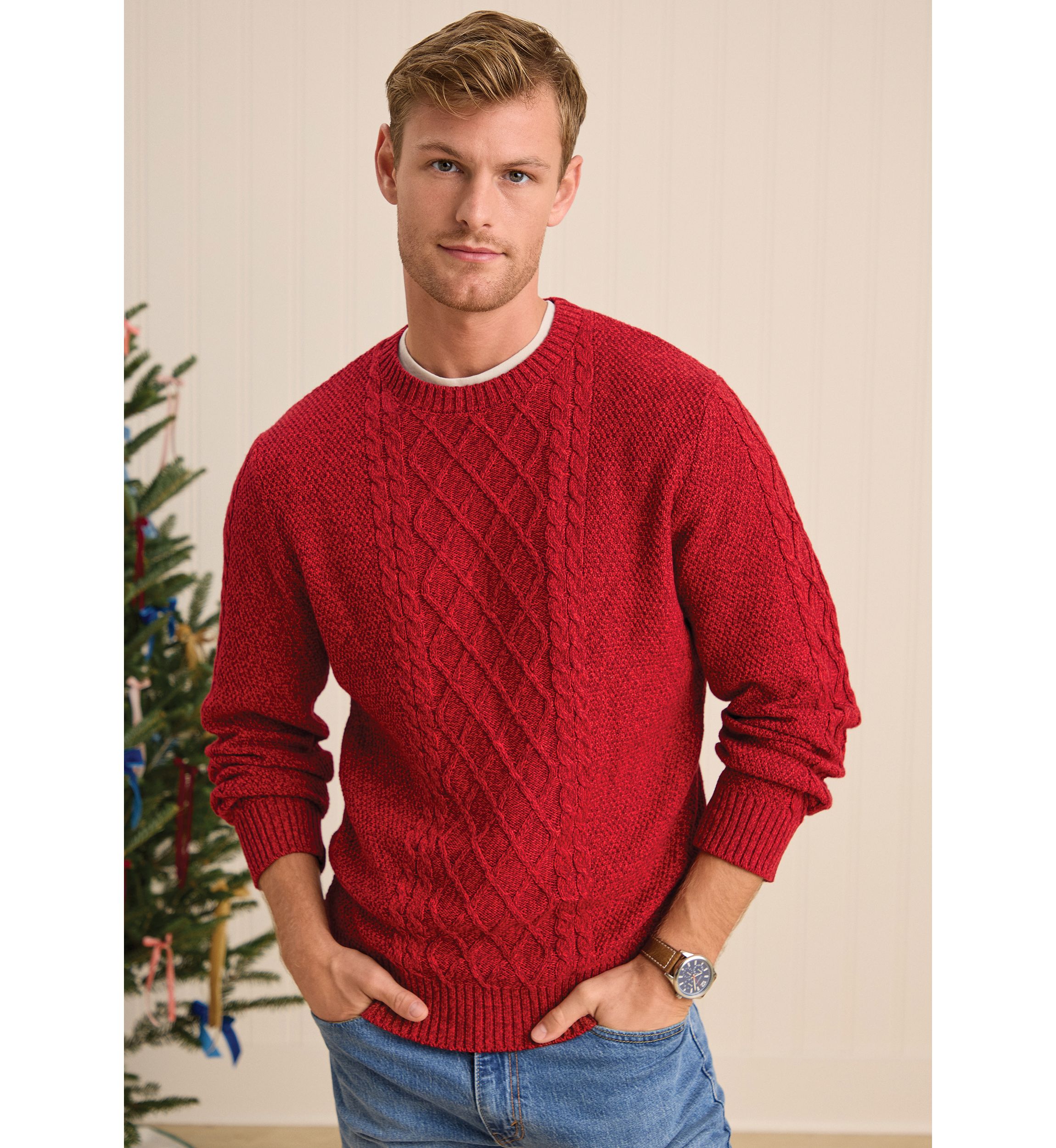 Sewing Down South x Crown & Ivy™ Cable Knit Crewneck Sweater