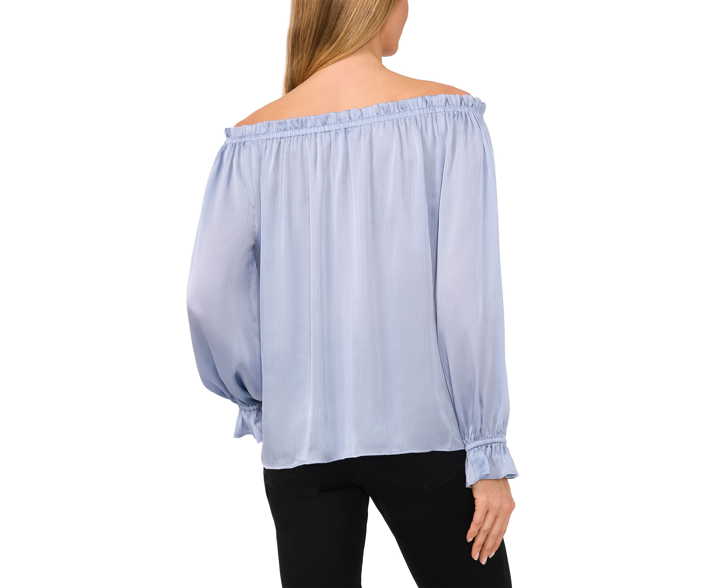 Womens Long Sleeve Off the Shoulder Satin Blouse