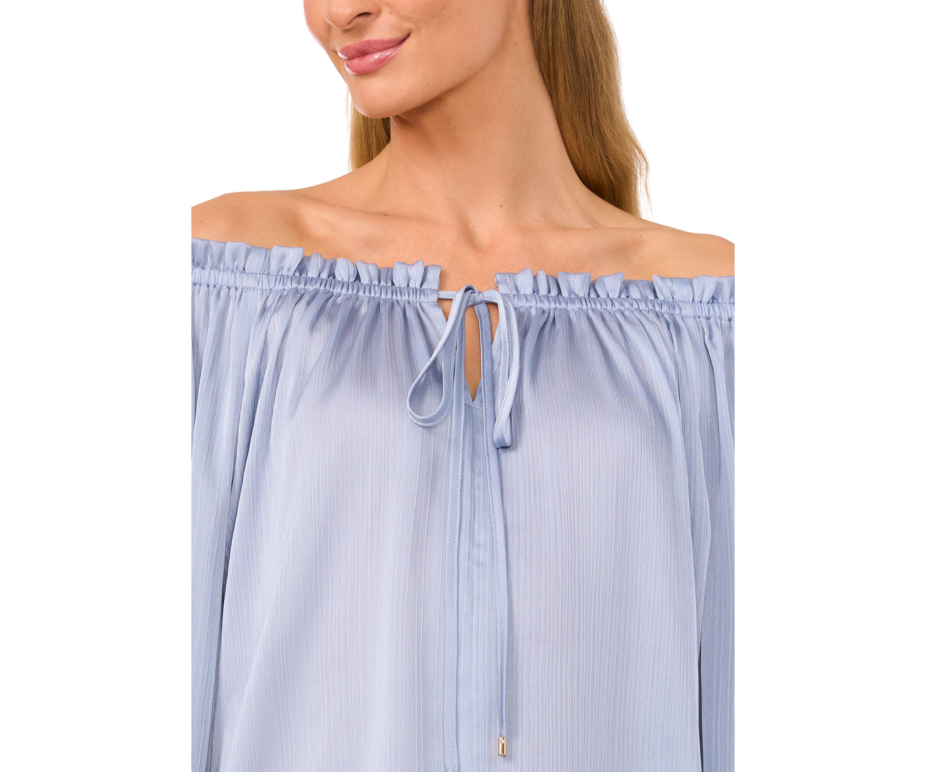 Womens Long Sleeve Off the Shoulder Satin Blouse