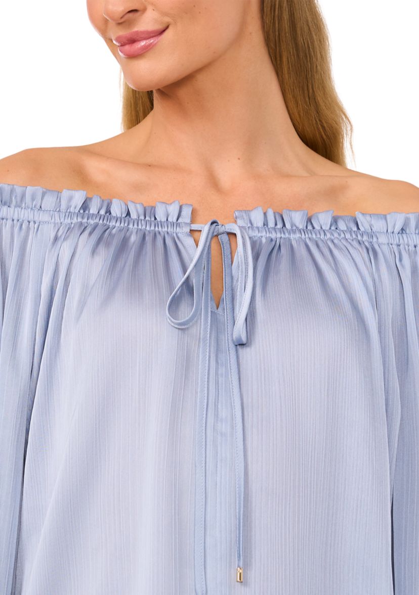 Womens Long Sleeve Off the Shoulder Satin Blouse