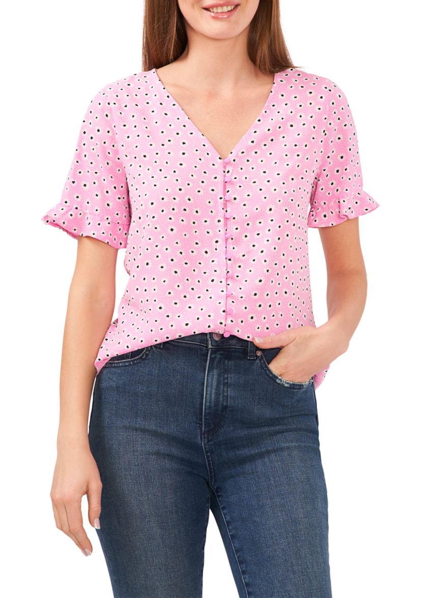 Womens 3/4 Flutter Sleeve Daisy Melody Blouse